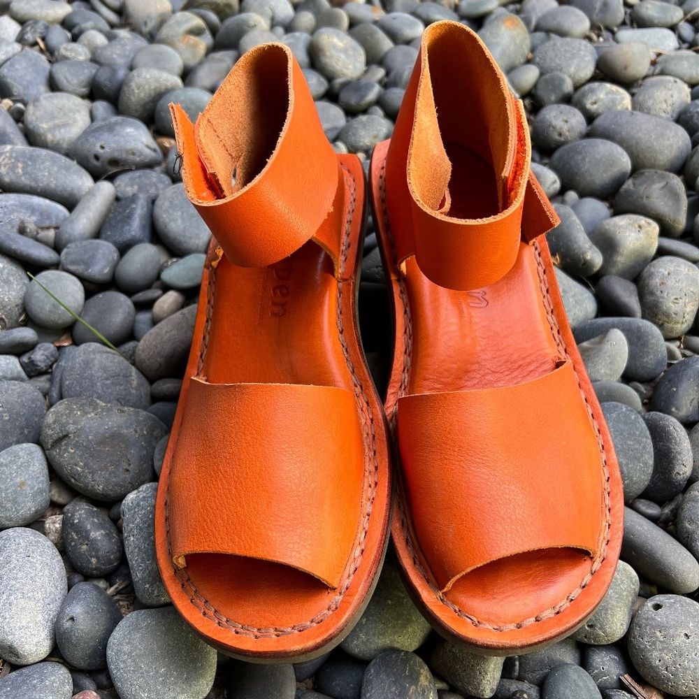 Trippen Orange Leather Sandals NWOT